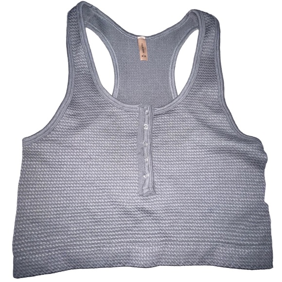 Harlow waffle snap crop top/ bralette, racerback, grey, NWT - Picture 5 of 10